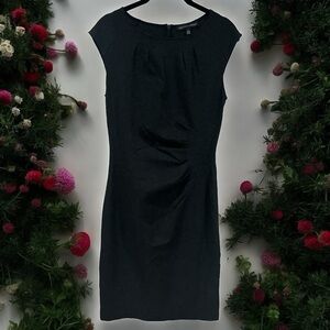 Saks Fifth Avenue Charcoal Side Rouched Scoop Neck Midi Dress Women’s Size 4